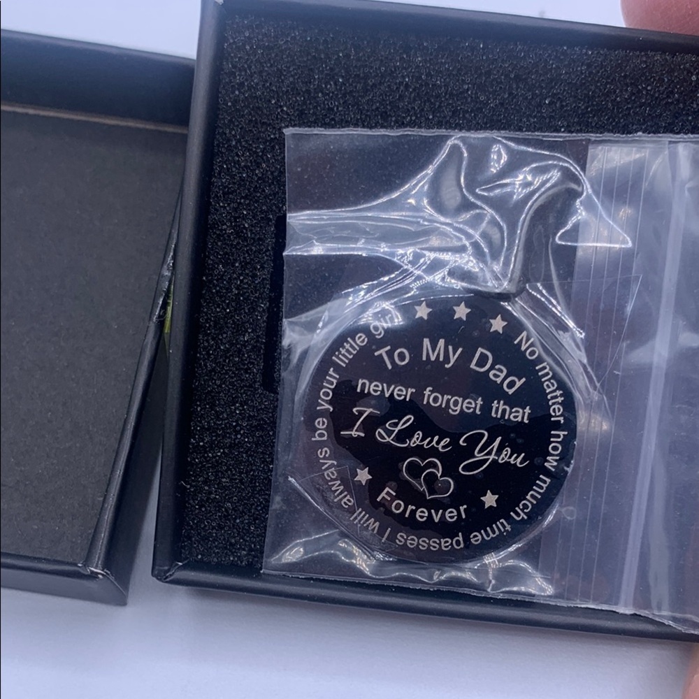 Black Engraved Key Chain Fathers Day Gift To My Dad NIP